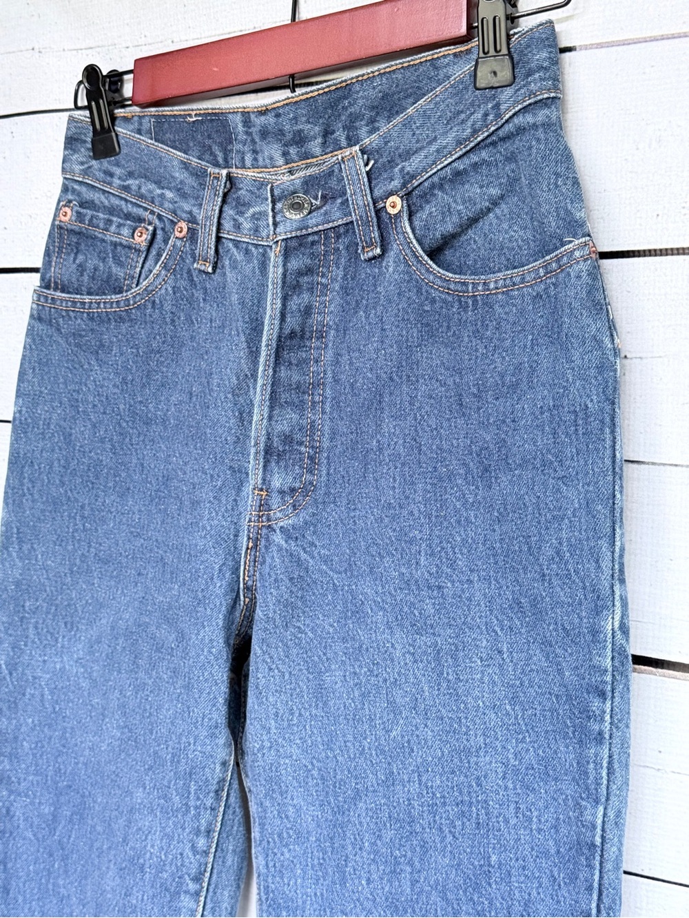 Vintage Levi's 501 High Rise Straight Leg Jeans - Made in USA - Size 5 - Picture 2 of 5